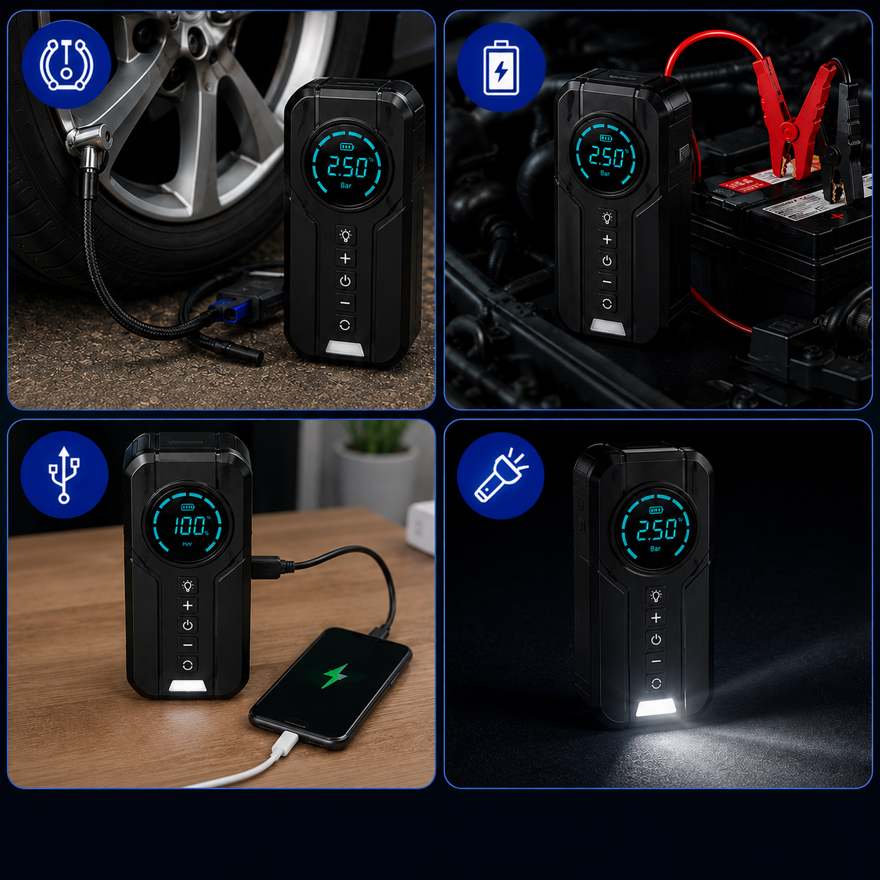 Compresor portátil 4 en 1