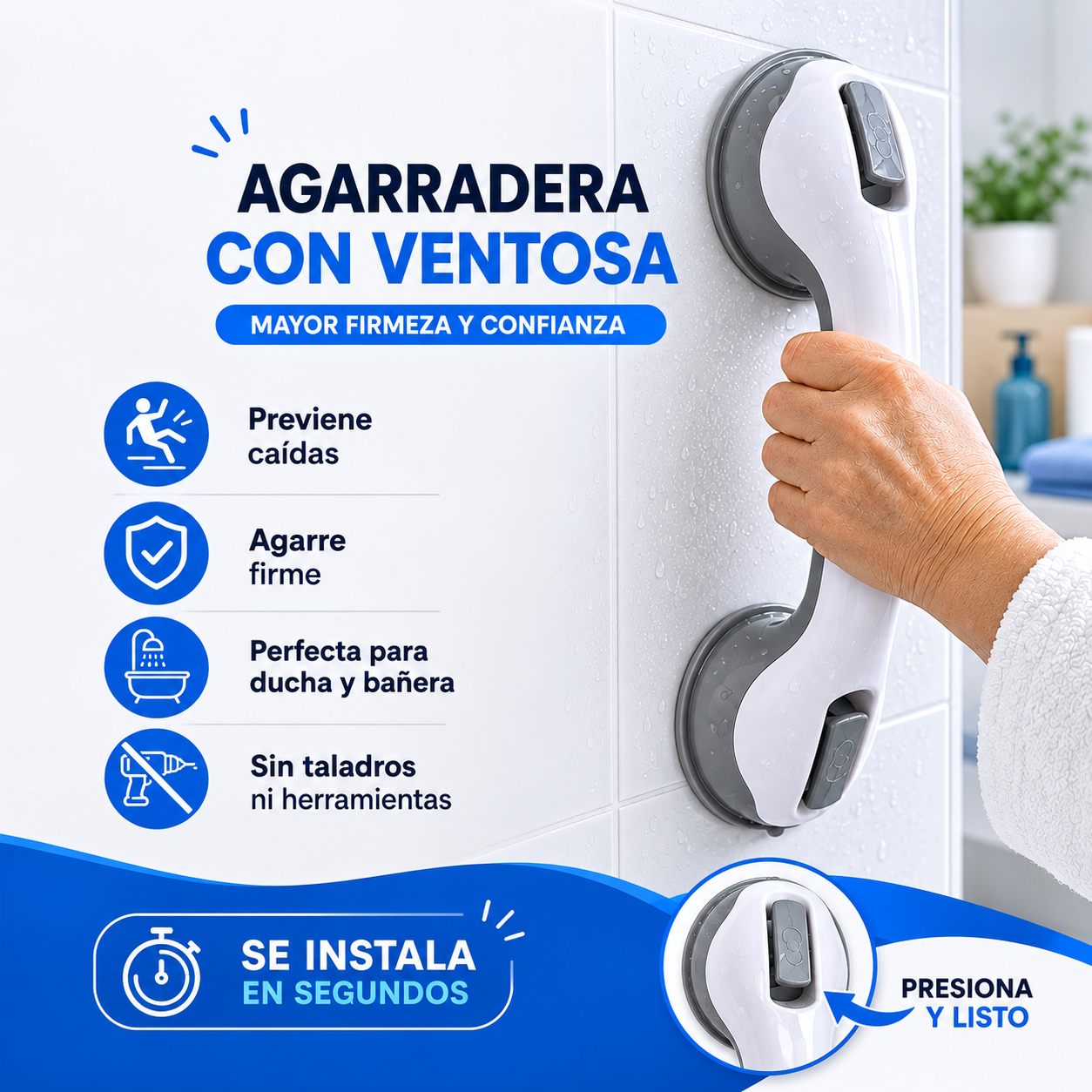 PowerVent® Agarradera de mano con ventosa