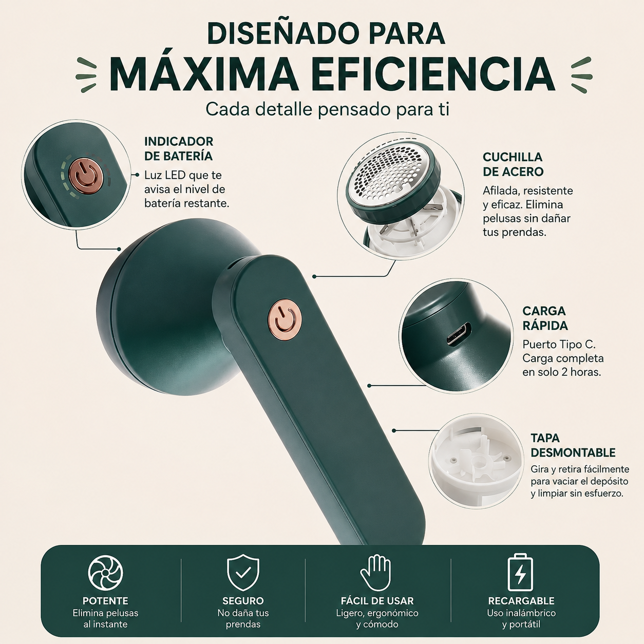 Sacapelusas Eléctrico Recargable